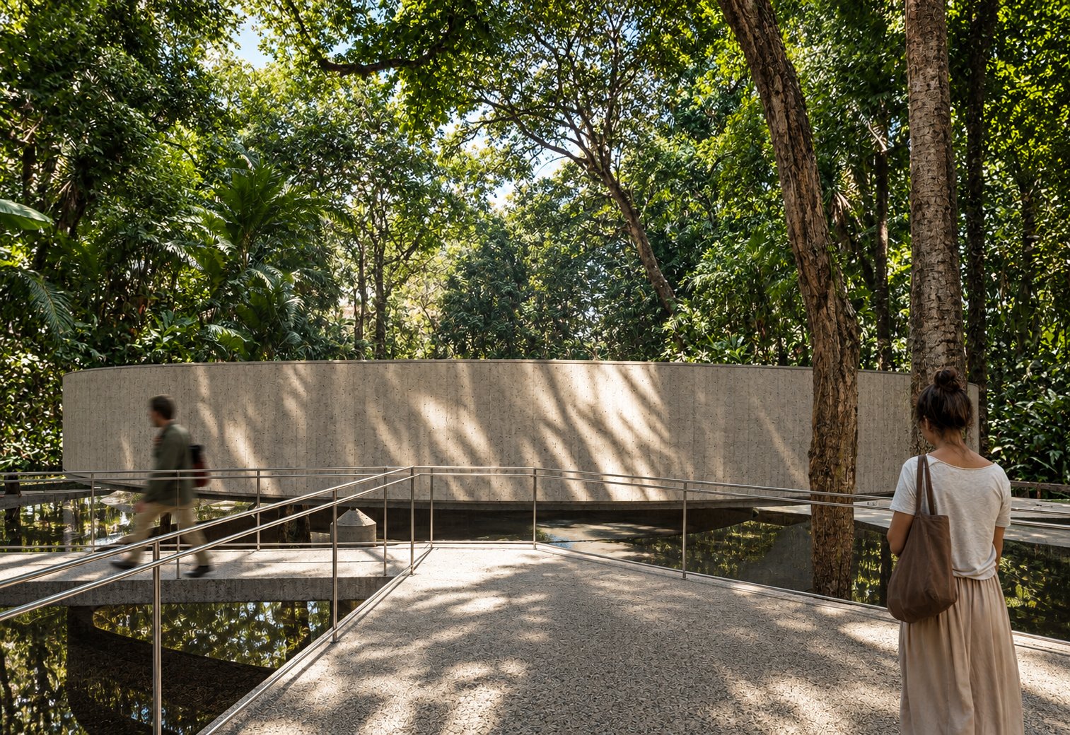 Fiocruz Pavilion — pedestrian bridge over the pond