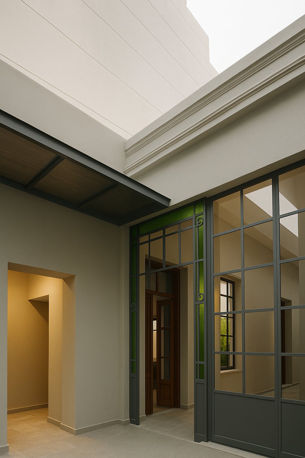 Laprida 139 — interior entry with industrial window