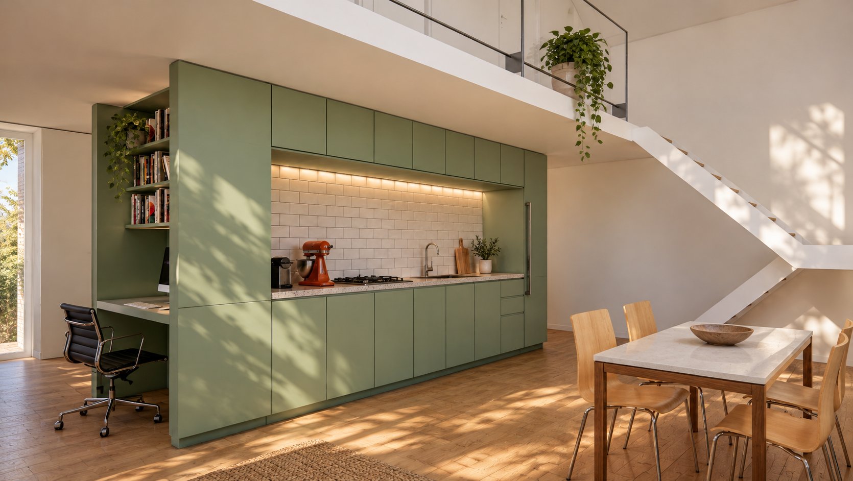 Houplines — sage green kitchen